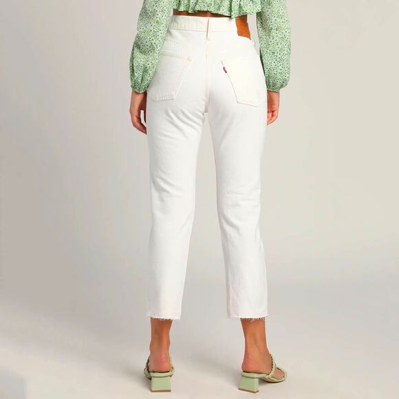 Levi's 501 Original Off White High Rise Straight Leg Jeans Size 28 - Picture 5 of 8